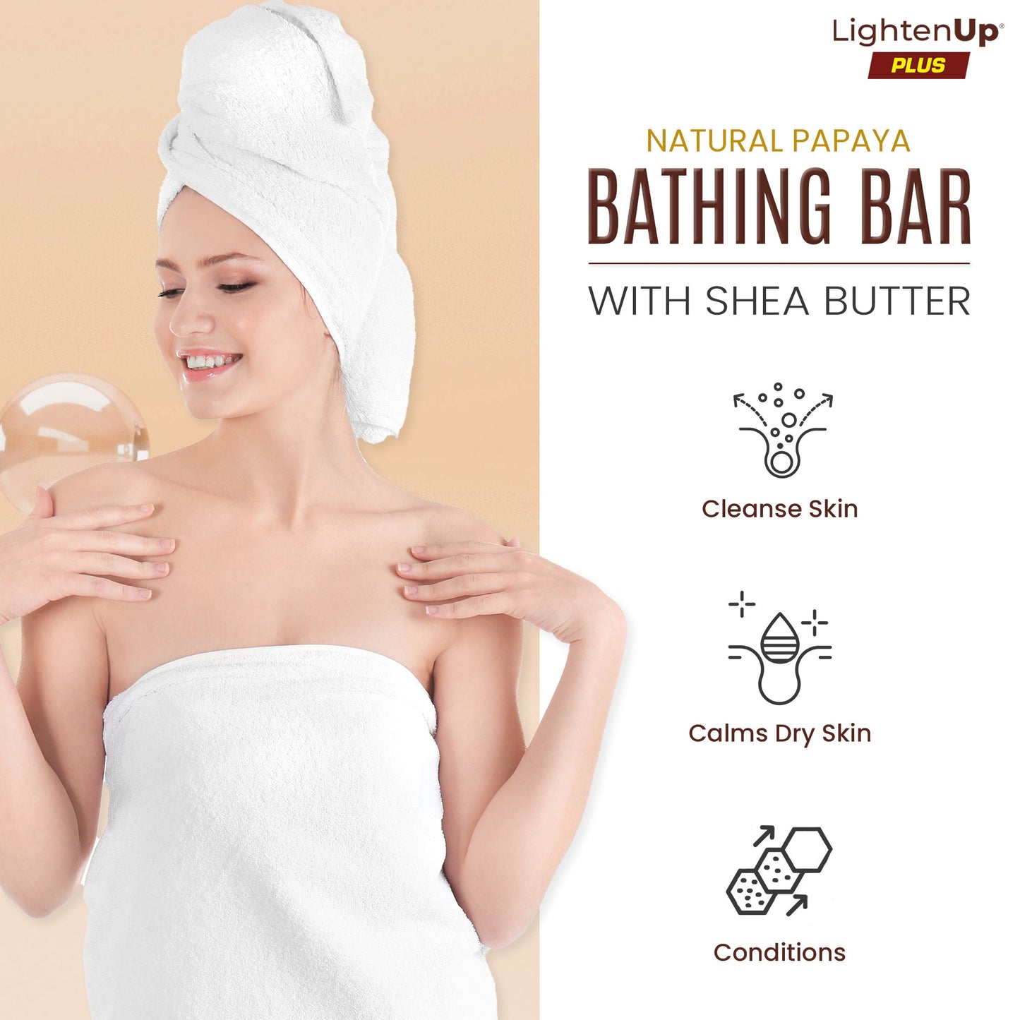 LightenUp Plus Glycerin Bathing Bar with 4% Shea Butter & Papaya Fruit